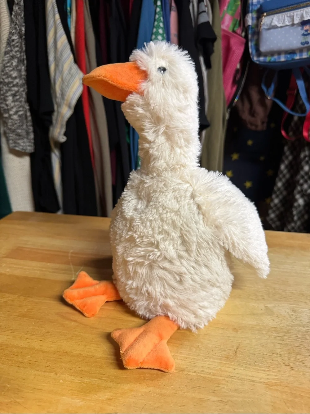 Plush White Goose with Orange Beak and Feet - Picture 2 of 4